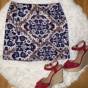 Joe Fresh Blue & White Floral Pattern Skirt